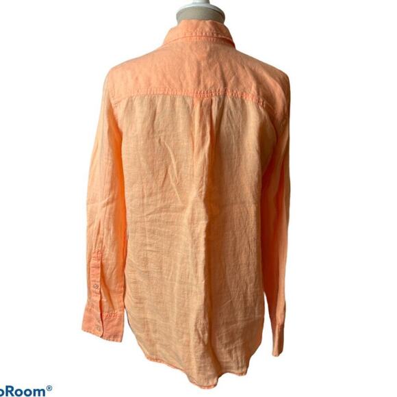 J. Crew Factory I Peach Linen Button Up Long Sleeve Shirt I S Beach Vacation - Picture 3 of 6
